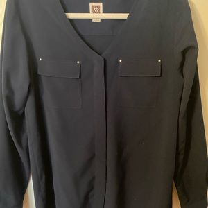 Ann Klein Navy Blue Blouse Sz. S